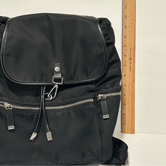 Calvin Klein Women’s black nylon backpack with silver accents, pockets - Picture 9 of 12